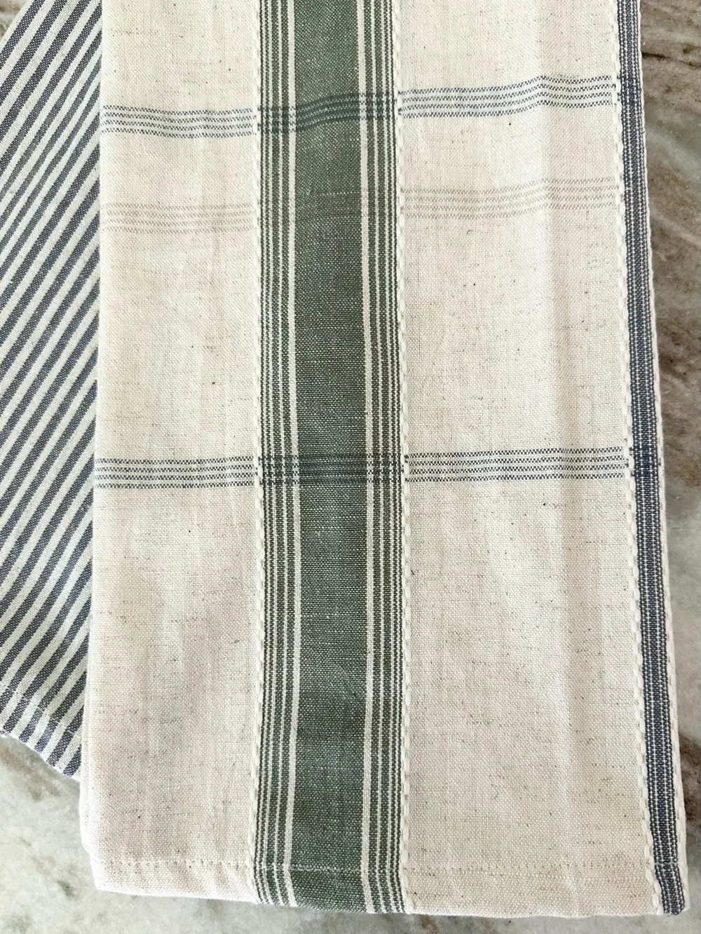 Hearth & Hand Magnolia Set of 2 Cotton Linen Blend Kitchen Towels- Plaid Stripes
